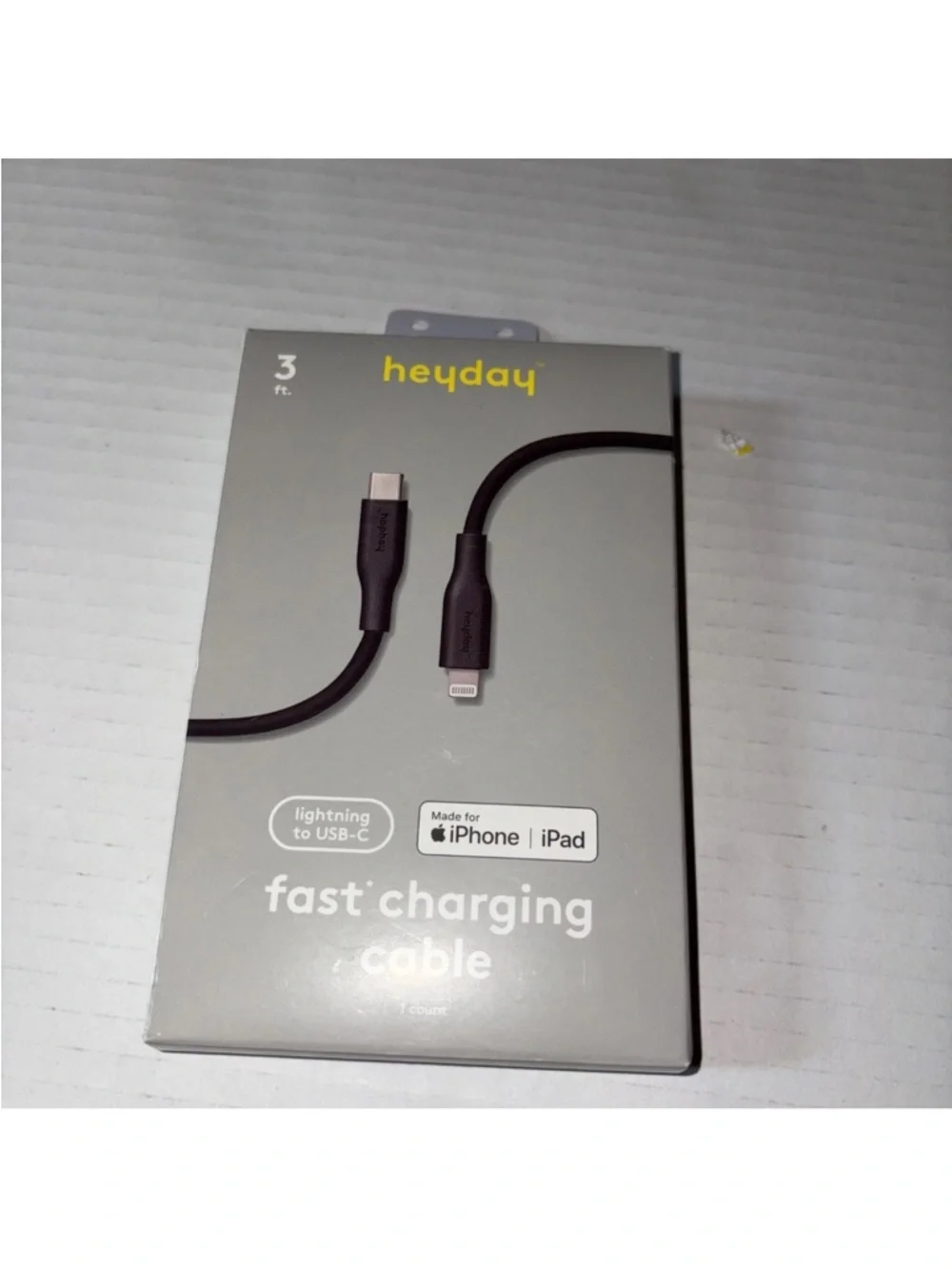 heyday Black 3 ft USB-C to Lightning Braided Charging Cable